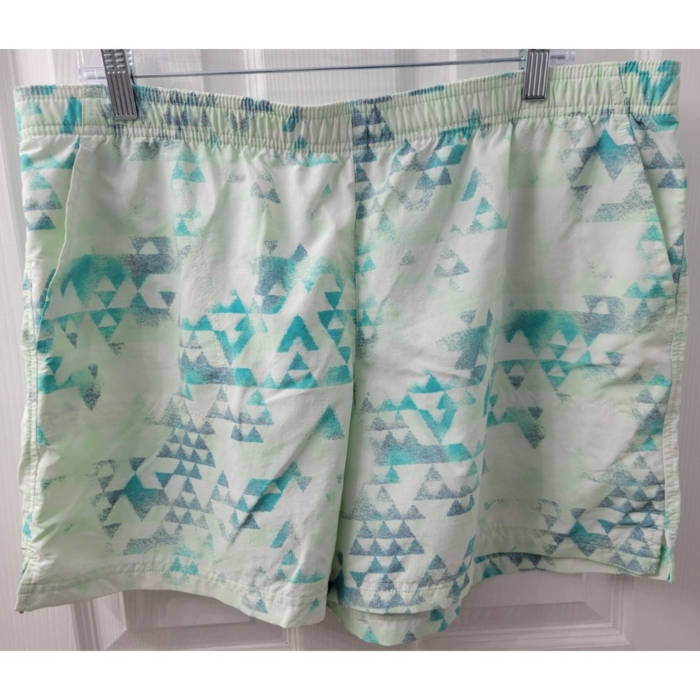 Columbia Men's XL Water Shorts‎ 5"Inseam Multi-Green Pattern Pockets EUC